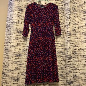 Floral navy long sleeve work dress